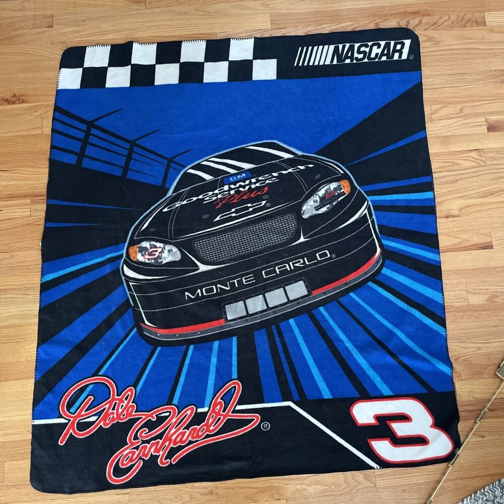 VTG Dale Earnhardt Sr Throw Blanket Nascar Monte Carlo Y2K Plush Fleece 2000s GM